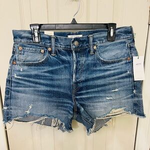 Women's Distressed Blue Denim Shorts